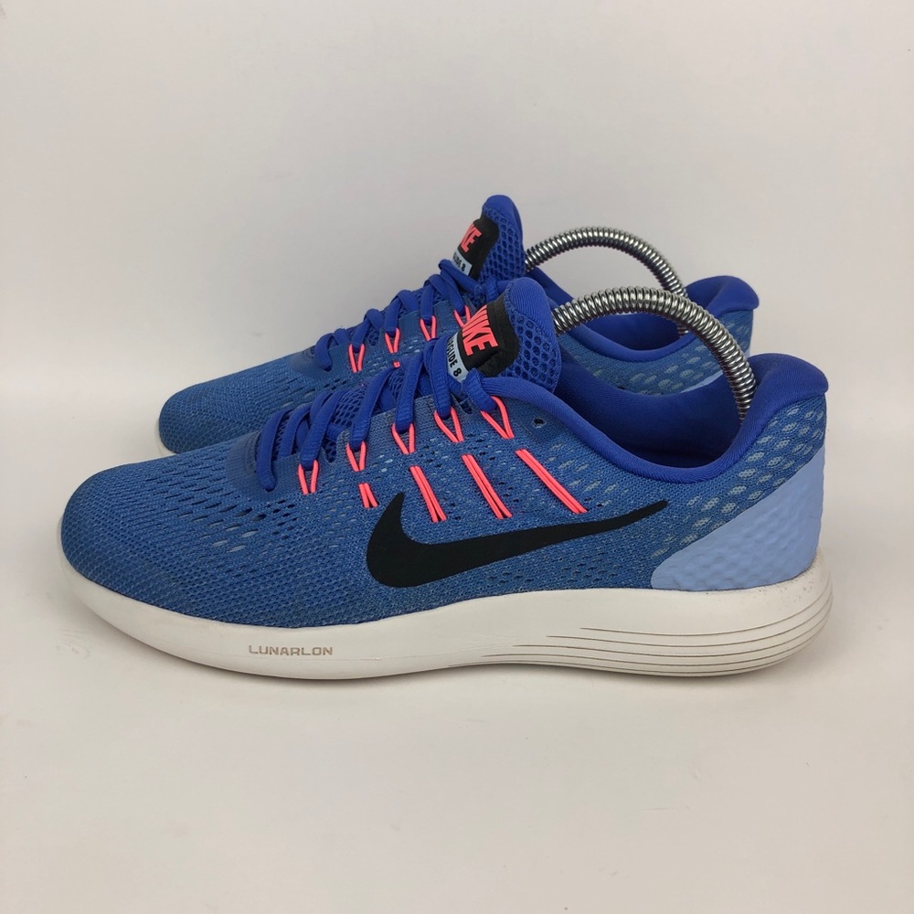 Nike Lunarglide 8 Running Shoe Womens Size 9 Blue White Athletic Train Walking